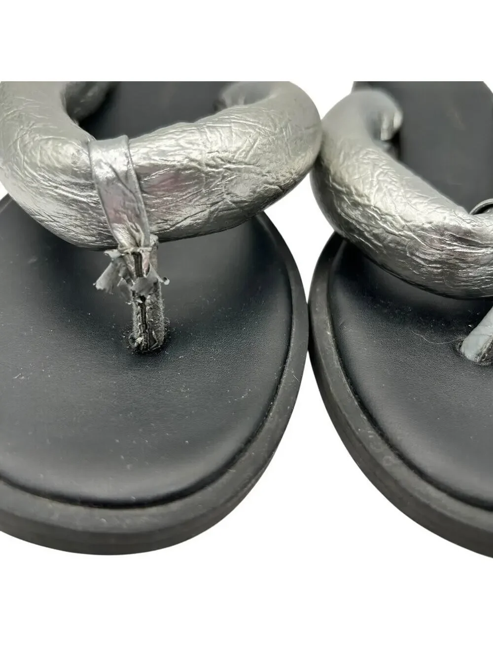 Rebecca Minkoff Women's Puff Silver Slip On Flip Flop Sandals Size 9-9.5